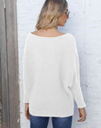 Light Gray Full Size Horizontal Ribbing Dolman Sleeve Sweater Sentient Beauty Fashions Apparel & Accessories