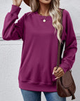 Brown Round Neck Long Sleeve Sweatshirt Sentient Beauty Fashions Apparel & Accessories