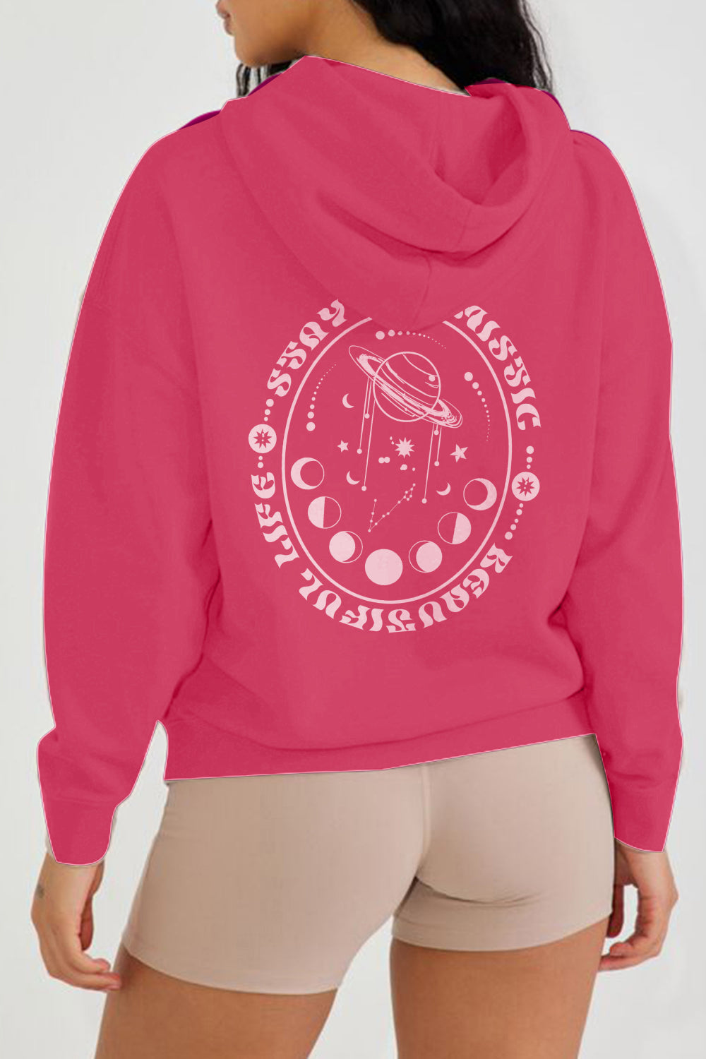 Maroon Simply Love Full Size STAY OPTIMISTIC BEAUTIFUL LIFE Graphic Hoodie