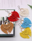 Light Gray Assorted 4-Pack Heart-Shaped Macrame Fringe Keychain Sentient Beauty Fashions Apparel & Accessories
