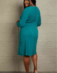Slate Gray Culture Code Full Size Chevron Upper Bodycon Midi Dress Sentient Beauty Fashions Apparel & Accessories