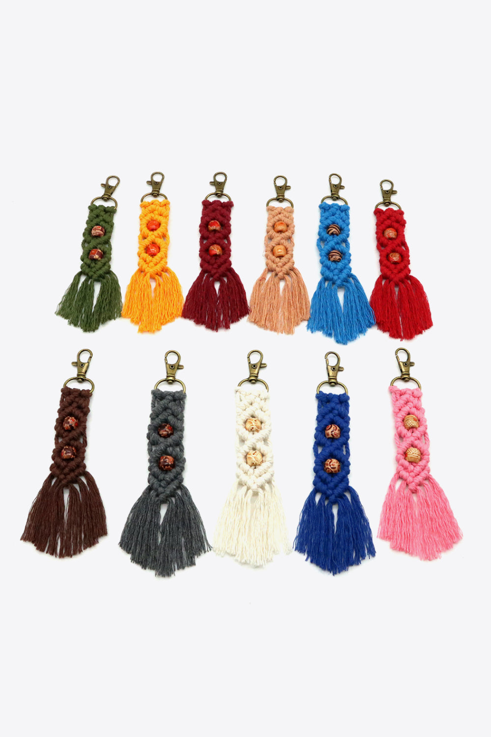 White Smoke Assorted 4-Pack Handmade Macrame Fringe Keychain Sentient Beauty Fashions Apparel &amp; Accessories