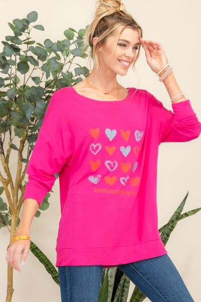 Wheat Celeste Full Size Heart Graphic Long Sleeve T-Shirt Sentient Beauty Fashions Apparel & Accessories