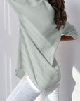 Gray Button Up Dropped Shoulder Shirt Sentient Beauty Fashions Apparel & Accessories