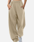 Rosy Brown Elastic Waist Sweatpants with Pockets Sentient Beauty Fashions Apparel & Accessories
