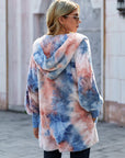 Dark Gray Tie-Dye Plush Hooded Jacket with Pockets Sentient Beauty Fashions Apparel & Accessories