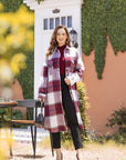Rosy Brown Plaid Button Up Dropped Shoulder Coat Sentient Beauty Fashions Apparel & Accessories