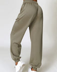 Light Gray Drawstring Pocketed Active Joggers Sentient Beauty Fashions Apparel & Accessories