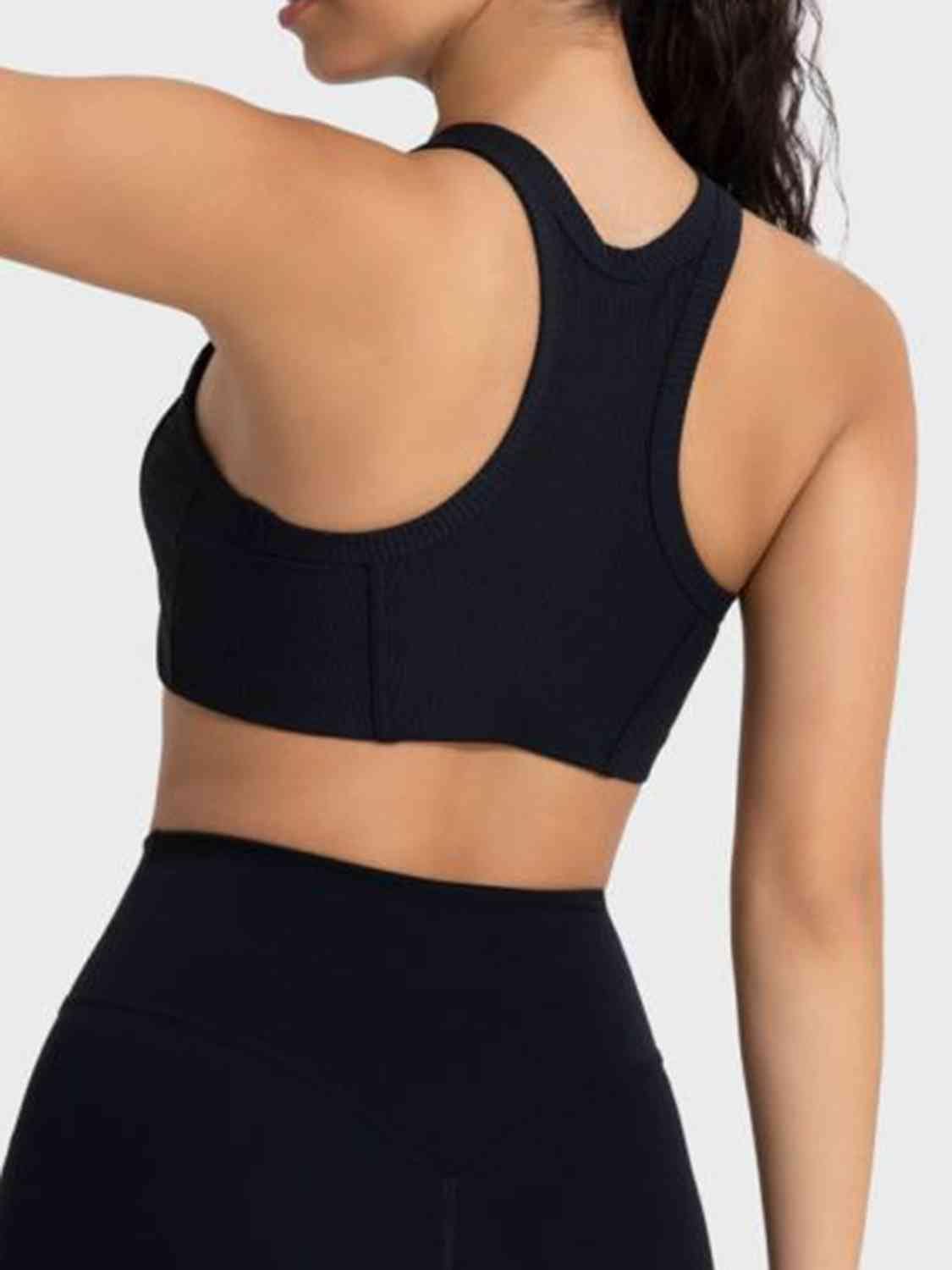 Black Wide Strap Cropped Sport Tank