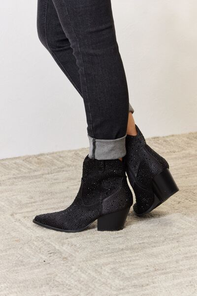 Dark Slate Gray East Lion Corp Rhinestone Ankle Cowboy Boots Sentient Beauty Fashions Apparel &amp; Accessories