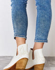 Light Gray Melody Ankle Embroidered Stitch Boots Sentient Beauty Fashions Apparel & Accessories