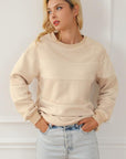 Gray Striped Round Neck Long Sleeve Sweatshirt Sentient Beauty Fashions Apparel & Accessories
