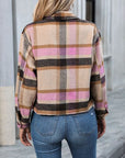 Dark Gray Plaid Button Up Jacket with Pockets Sentient Beauty Fashions Apparel & Accessories
