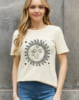 Rosy Brown Simply Love Sun and Star Graphic Cotton Tee Sentient Beauty Fashions tees