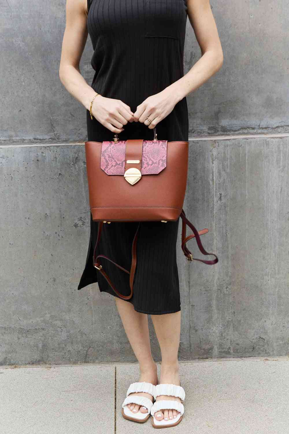 Rosy Brown Nicole Lee USA Python 3-Piece Bag Set Sentient Beauty Fashions *Accessories