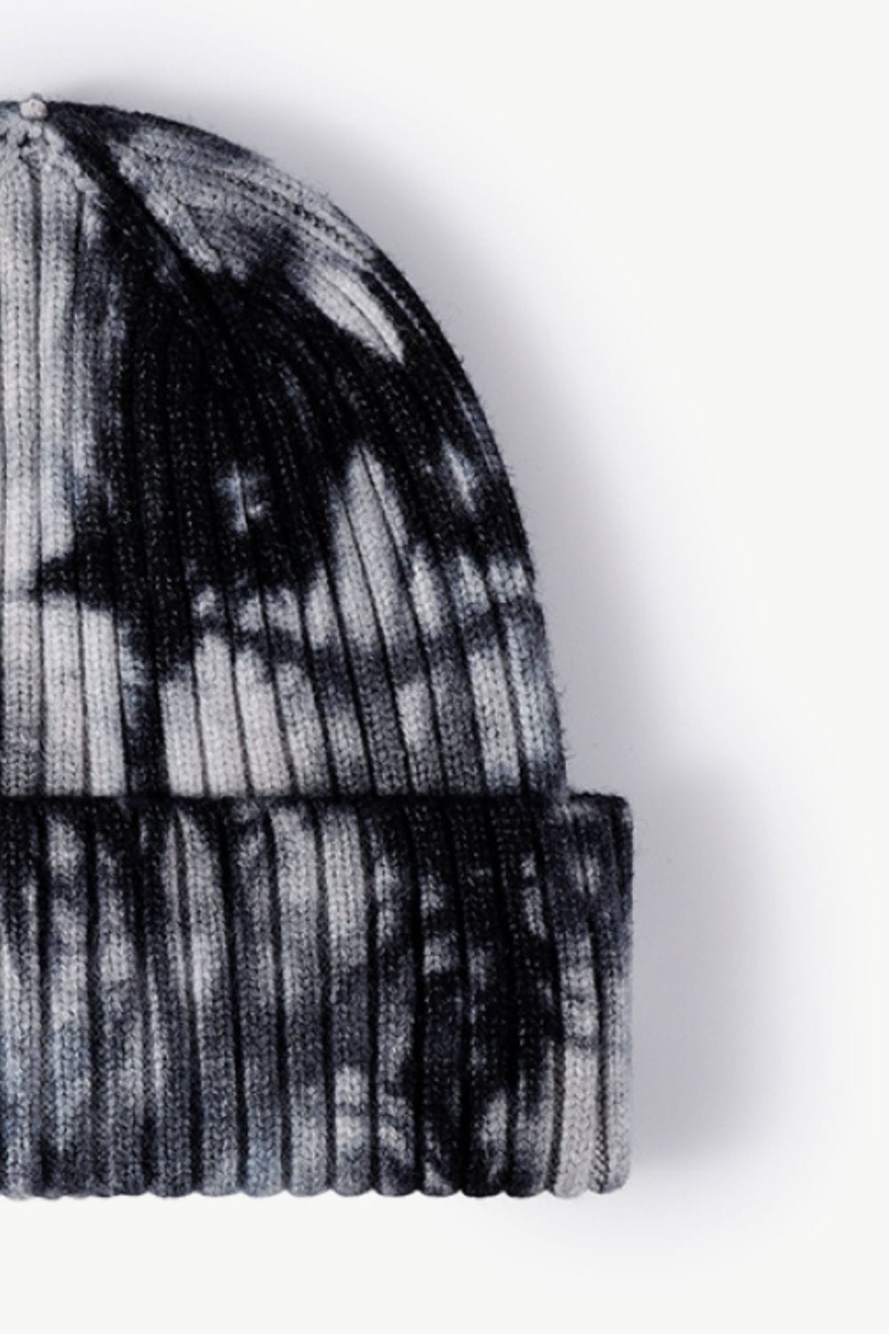 Black Tie-Dye Ribbed Cuffed Beanie