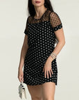 Black Polka Dot Short Sleeve Mini Dress