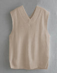 Rosy Brown Ribbed V-Neck Sleeveless Sweater Vest Sentient Beauty Fashions Apparel & Accessories