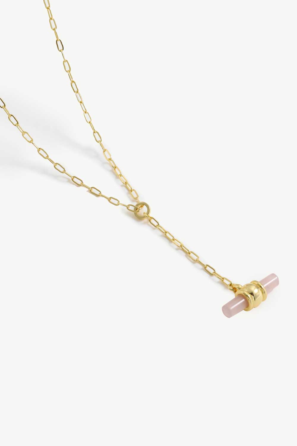 White Smoke Gold-Plated Bar Pendant OT Chain Necklace