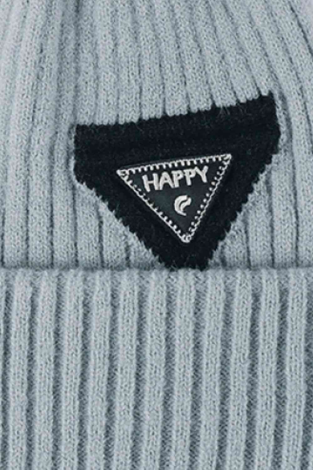 Dark Gray HAPPY Contrast Beanie