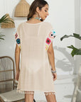 Light Gray Tassel Boat Neck Flutter Sleeve Cover Up Sentient Beauty Fashions Apparel & Accessories
