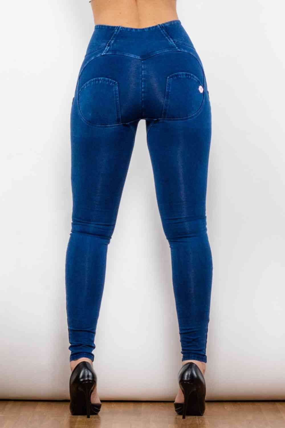 Midnight Blue Baeful High Waist Zip Up Skinny Long Jeans Sentient Beauty Fashions Apparel &amp; Accessories