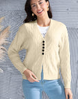 Gray Cable-Knit Button Up Dropped Shoulder Cardigan Sentient Beauty Fashions Apparel & Accessories