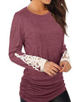 Sienna Lace Detail Long Sleeve Round Neck T-Shirt Sentient Beauty Fashions Apparel & Accessories