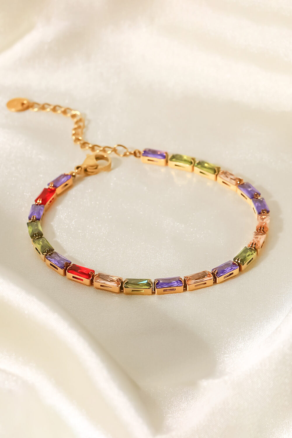 Light Gray 18K Gold Plated Multicolored Cubic Zirconia Bracelet Sentient Beauty Fashions Jewelry