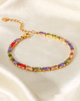Light Gray 18K Gold Plated Multicolored Cubic Zirconia Bracelet Sentient Beauty Fashions Jewelry