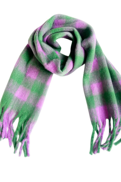 Light Slate Gray Plaid Fringe Detail Polyester Scarf Sentient Beauty Fashions Apparel &amp; Accessories