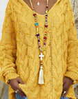 Sandy Brown Cable-Knit Hooded Sweater Sentient Beauty Fashions Apparel & Accessories