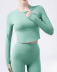 Lavender Round Neck Long Sleeve Active T-Shirt Sentient Beauty Fashions Apparel & Accessories