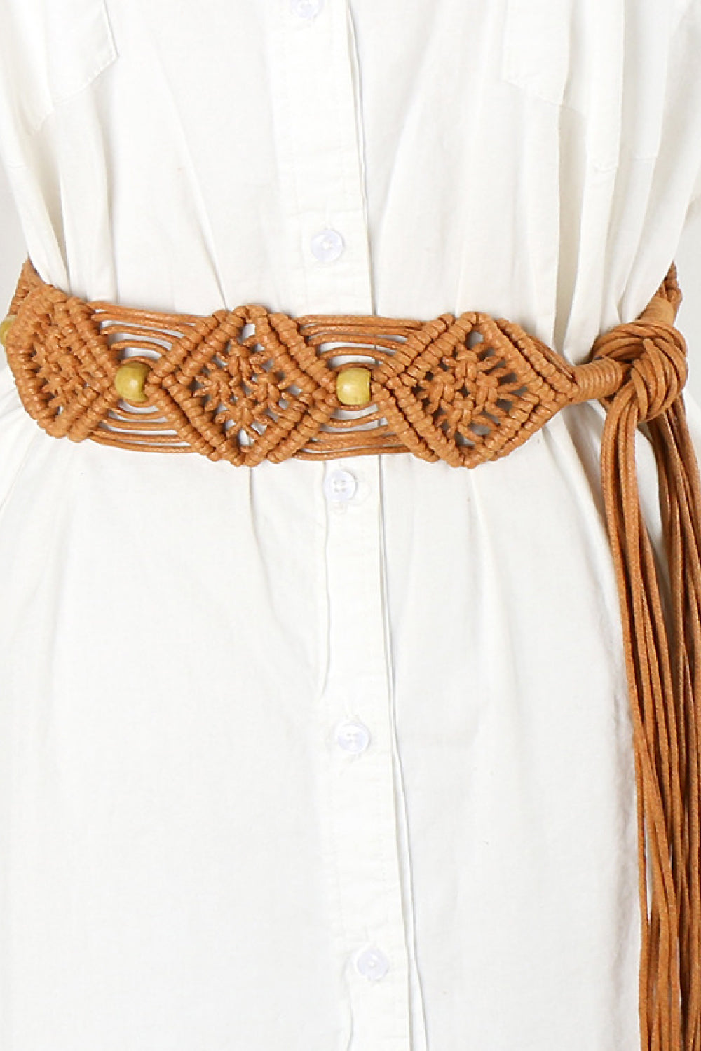 White Smoke Braid Belt with Fringes Sentient Beauty Fashions *Accessories