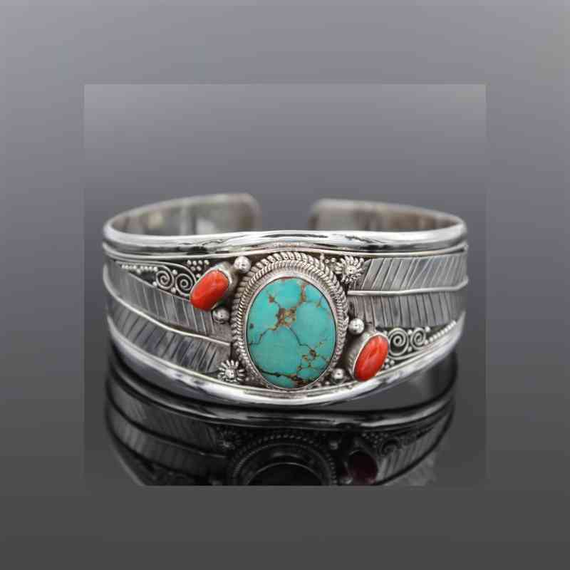 Dim Gray Turquoise Open Bracelet Sentient Beauty Fashions jewelry