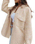 Tan Collared Neck Button Front Coat with Pocket