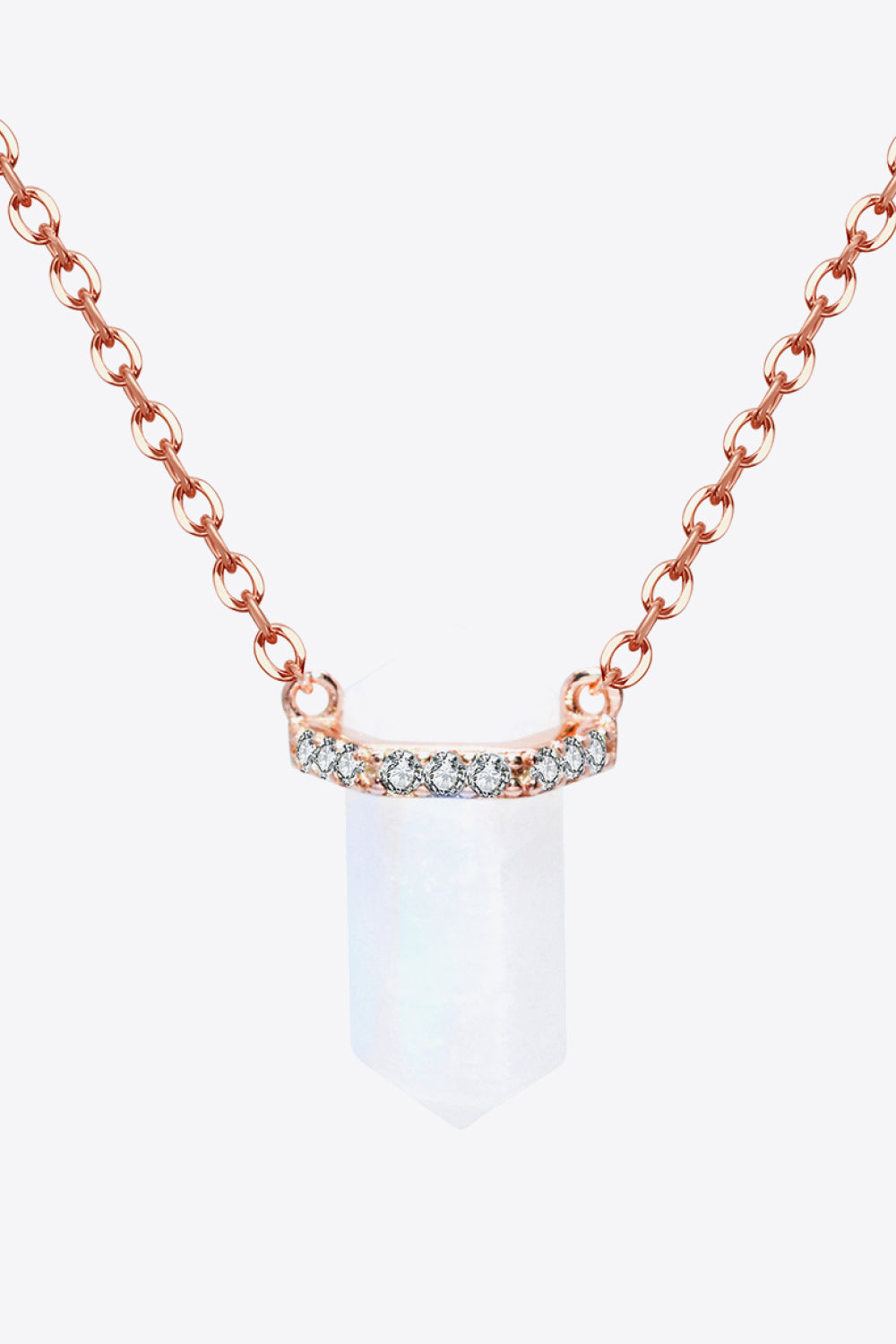 White Smoke Natural Moonstone Chain-Link Necklace Sentient Beauty Fashions Jewelry