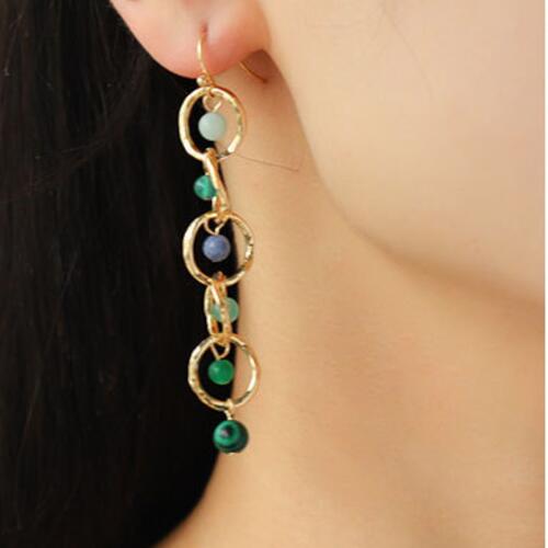 Black Beaded Alloy Dangle Earrings Sentient Beauty Fashions jewelry