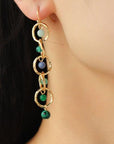 Black Beaded Alloy Dangle Earrings Sentient Beauty Fashions jewelry