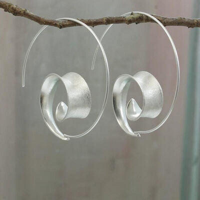 Slate Gray Spiral Design Hoop Earrings Sentient Beauty Fashions jewelry