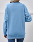 Cadet Blue Round Neck Long Sleeve Sweatshirt Sentient Beauty Fashions Apparel & Accessories