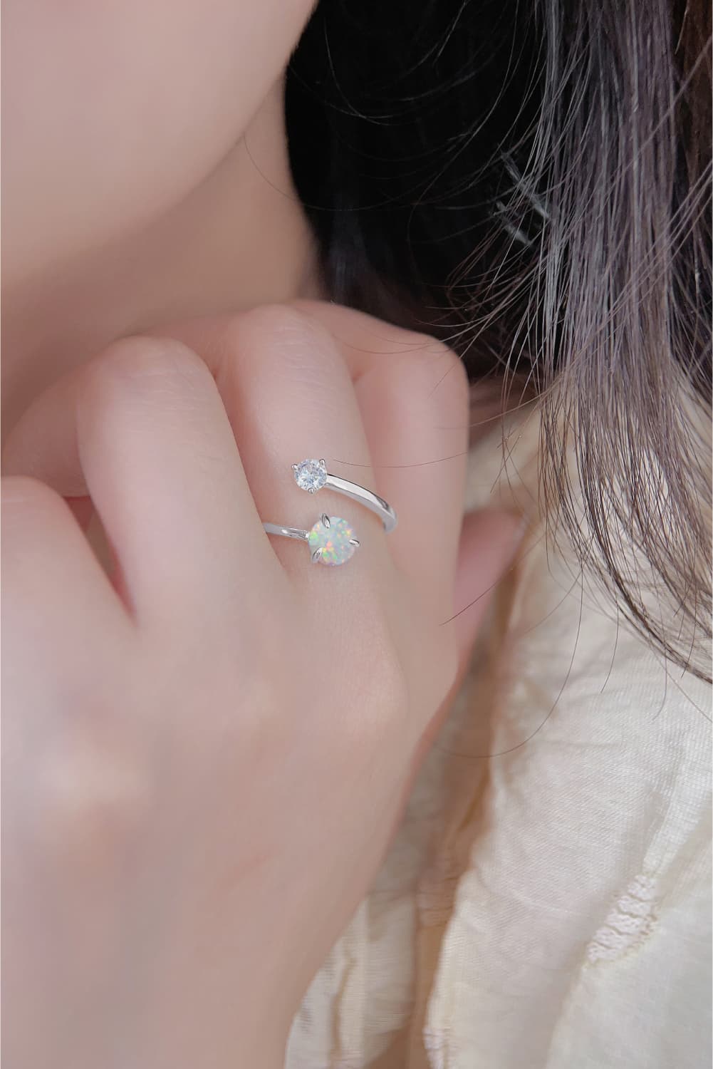 Rosy Brown Opal 925 Sterling Silver Bypass Ring