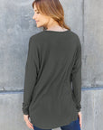 Dark Gray Basic Bae Full Size Round Neck Dropped Shoulder T-Shirt Sentient Beauty Fashions Apparel & Accessories