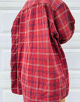 Maroon Plaid Button Front Shirt with Pockets Sentient Beauty Fashions Apparel & Accessories