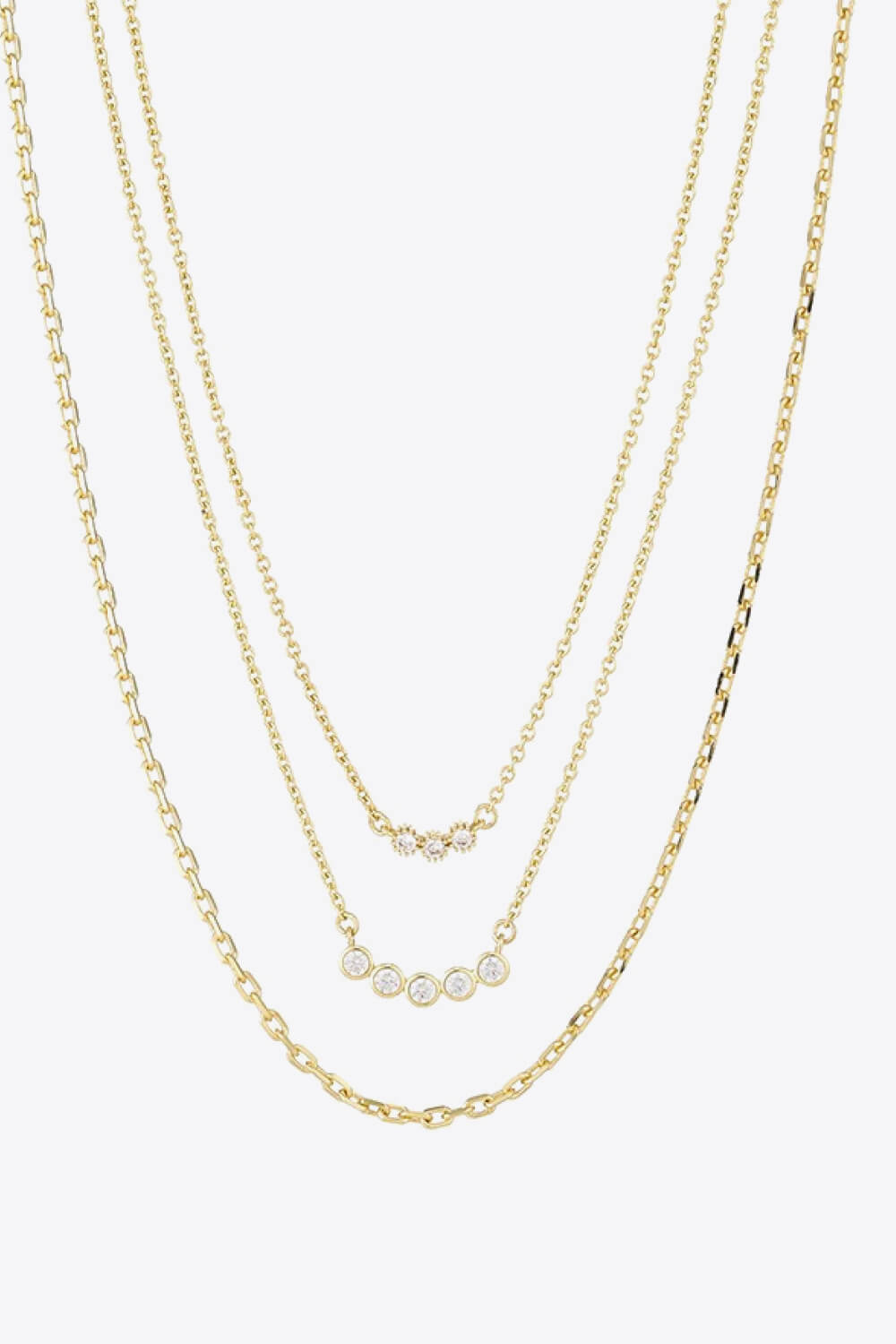 White Smoke Zircon Chain-Link Necklace Three-Piece Set Sentient Beauty Fashions Jewelry