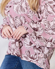Thistle Heimish Full Size Floral V-Neck Balloon Sleeve Blouse Sentient Beauty Fashions Apparel & Accessories
