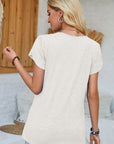 Gray V-Neck Petal Sleeve T-Shirt Sentient Beauty Fashions Apparel & Accessories