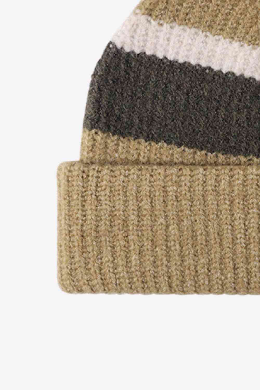 Dark Slate Gray Tricolor Cuffed Knit Beanie