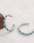 Light Gray Artificial Turquoise Silver-Plated Hoop Earrings Sentient Beauty Fashions jewelry