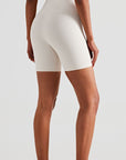 Light Gray Wide Waistband Sports Shorts Sentient Beauty Fashions Apparel & Accessories